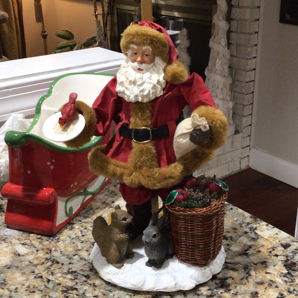 Traditional Santa Animal Love with Squirrel and Rabbit